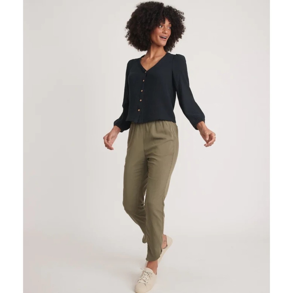 MARINE LAYER Re-Spun Allison Pant Dusty Olive Straight Leg Pull On Pants Size XL